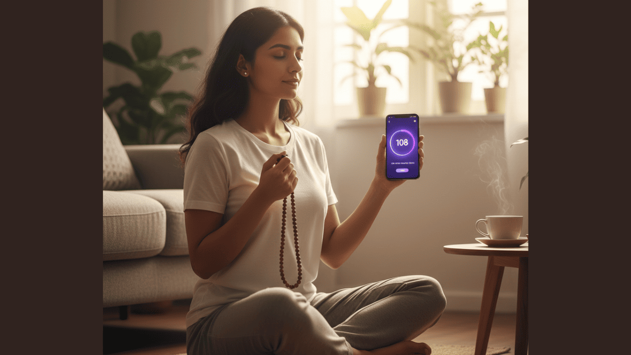 Practicing 108 Japa repetitions with focus and mindfulness